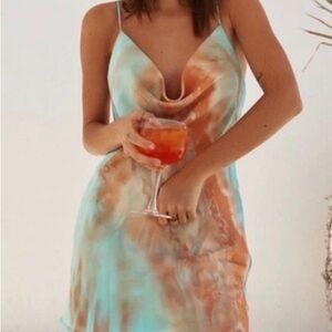 12th Tribe Blue and Brown Tie-Dye Mini Dress